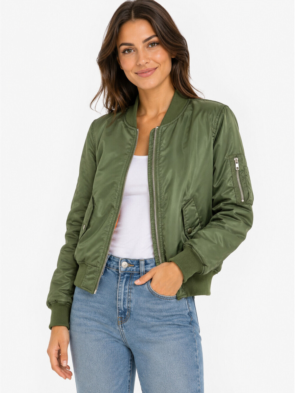 Olivaceous Bomber Women's Jacket - Green Size Medium